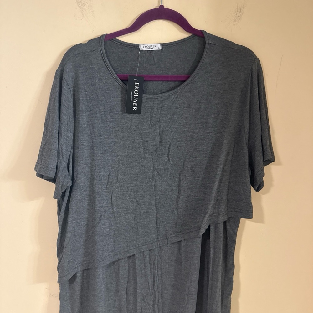 Cotton grey Top: Quarter Sleeve Breastfeeding Shirt…#429 - Picture 4 of 6